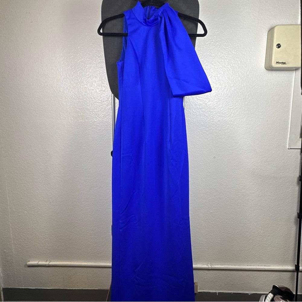 Black‎ Halo Blue Dress with Bow drape